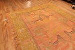 Floor View of Antique Turkish Oushak Rug 74436 by Nazmiyal Collection