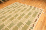 Floor View of Green Gridded Modern Swedish-Style Kilim Rug Floor View of Green Gridded Modern Swedish-Style Kilim Rug 74393 by Nazmiyal Collection