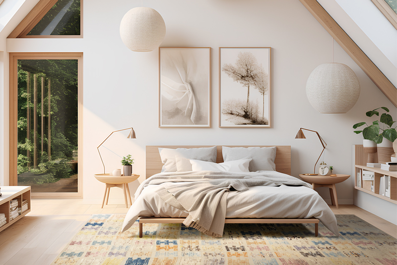 Color and Rugs | Colorful Modern Rug in Bedroom 12275 by Nazmiyal Collection