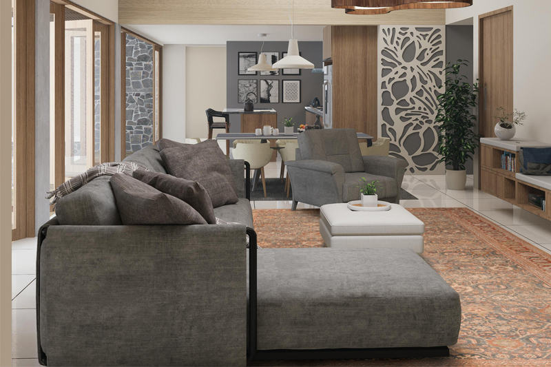 Color and Rugs | Sultanabad Rug 71818 in Gray Interior by Nazmiyal Collection