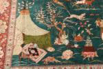 Tent Detail on Vintage Persian Qum Silk Hunting Rug Tent Detail on Vintage Persian Qum Silk Hunting Rug 74487 by Nazmiyal Collection