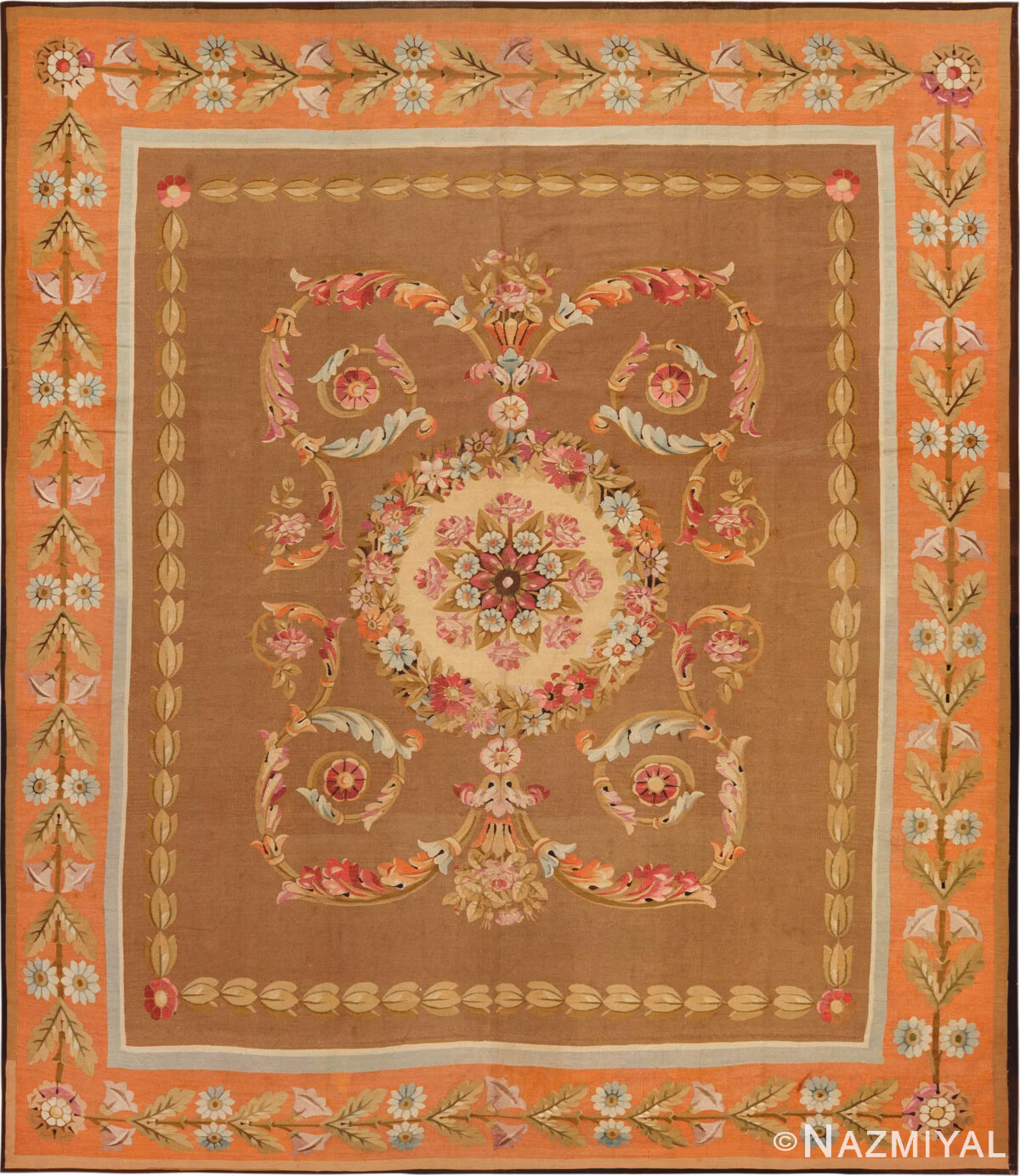 Antique French Aubusson Rug 74505 by Nazmiyal Collection