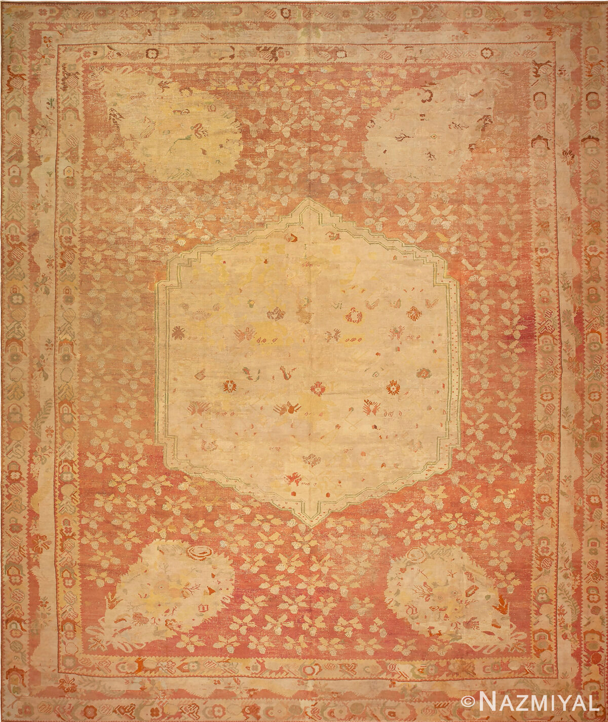 Antique Persian Ghiordez Floral Rug 43825 by Nazmiyal Collection