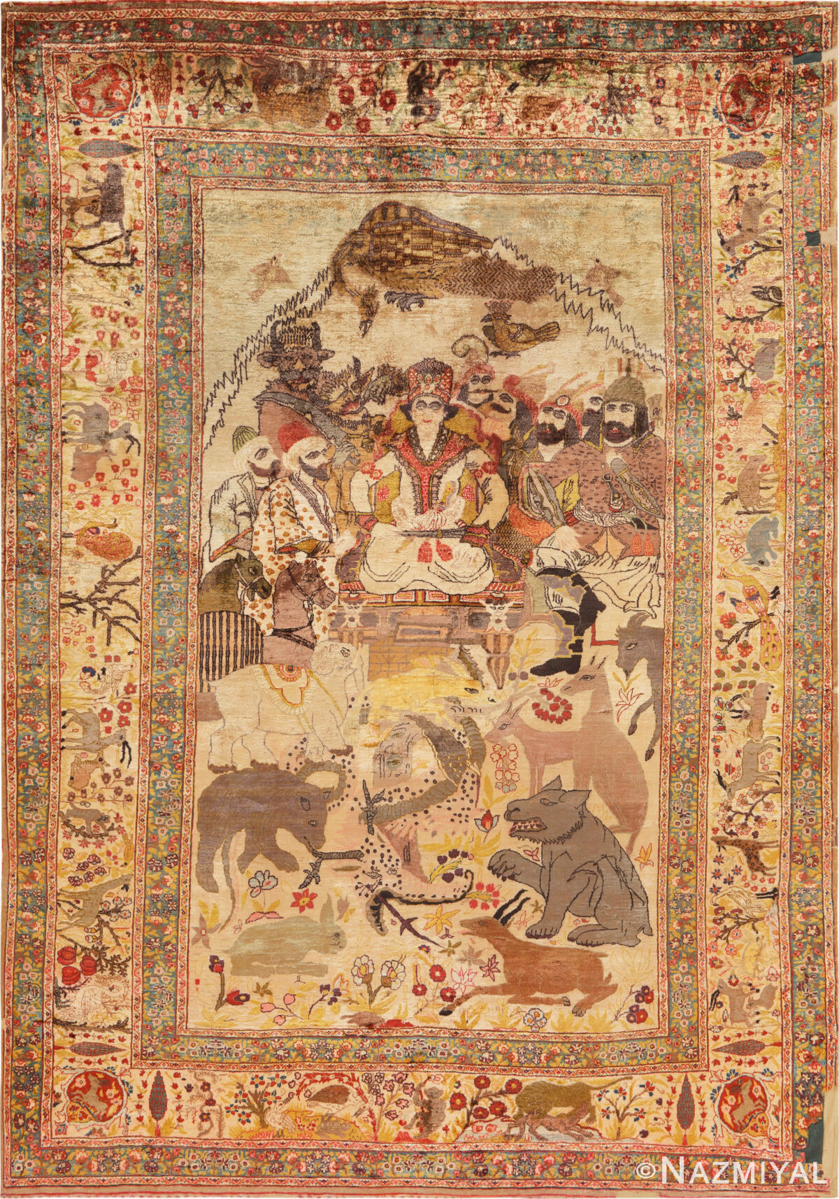 Antique Silk Persian Kerman Rug 49027 by Nazmiyal Collection