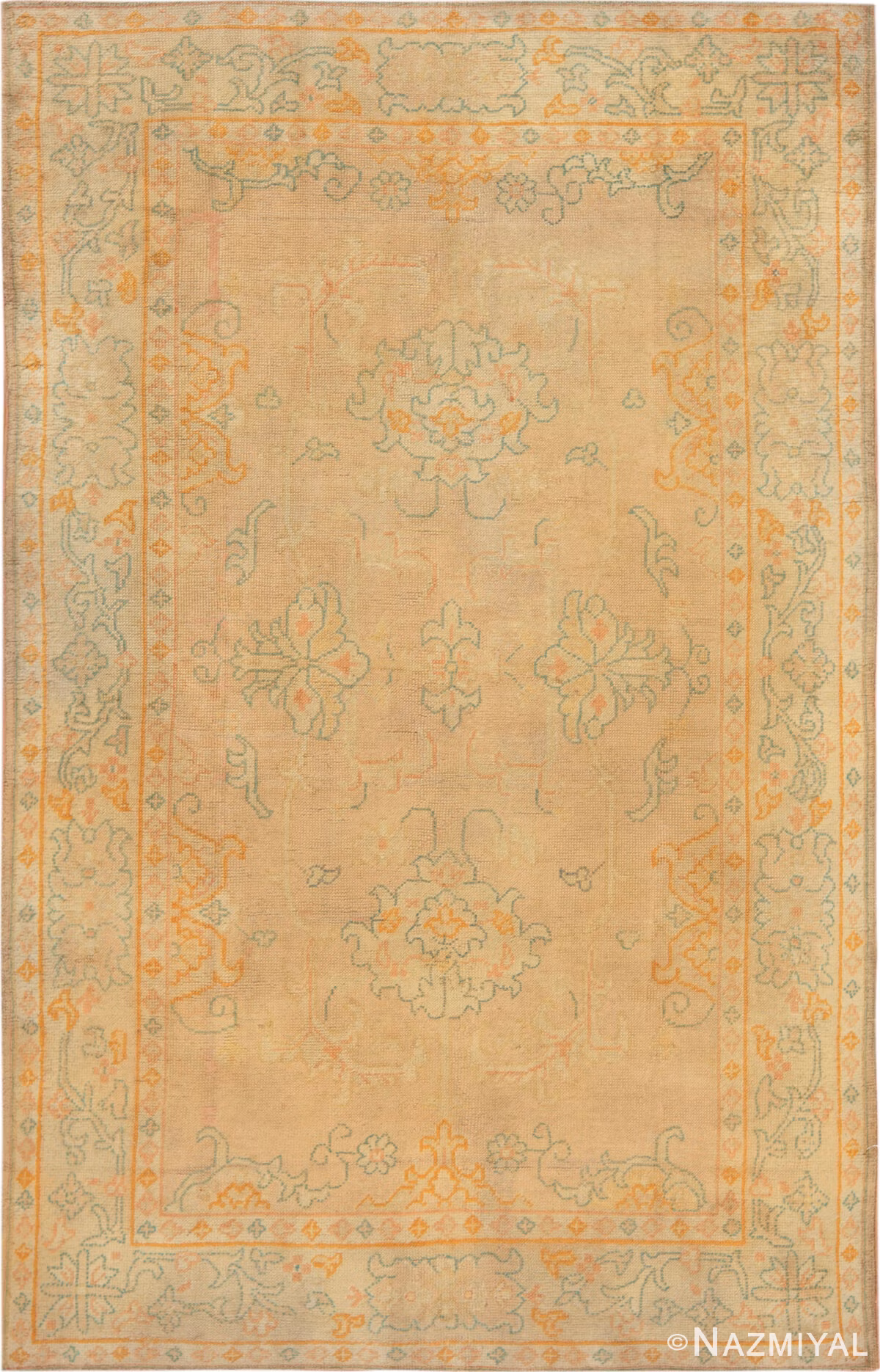 Antique Turkish Oushak Rug 74502 by Nazmiyal Collection