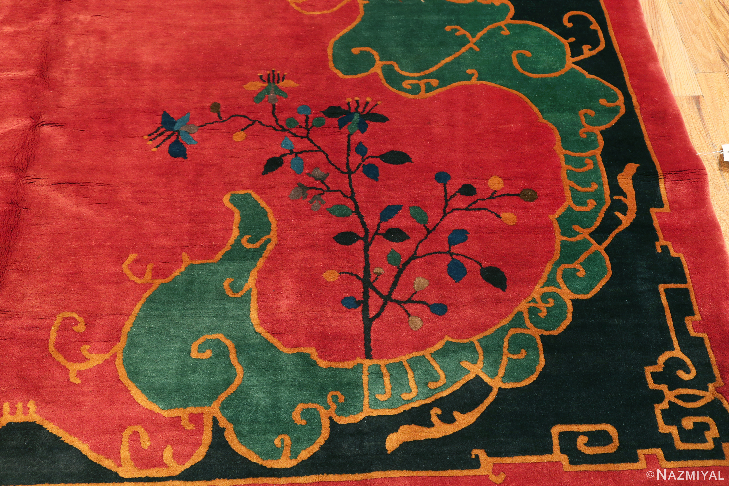 Branch on Corner of Chinese Art Deco Rug 74485 by Nazmiyal Collection