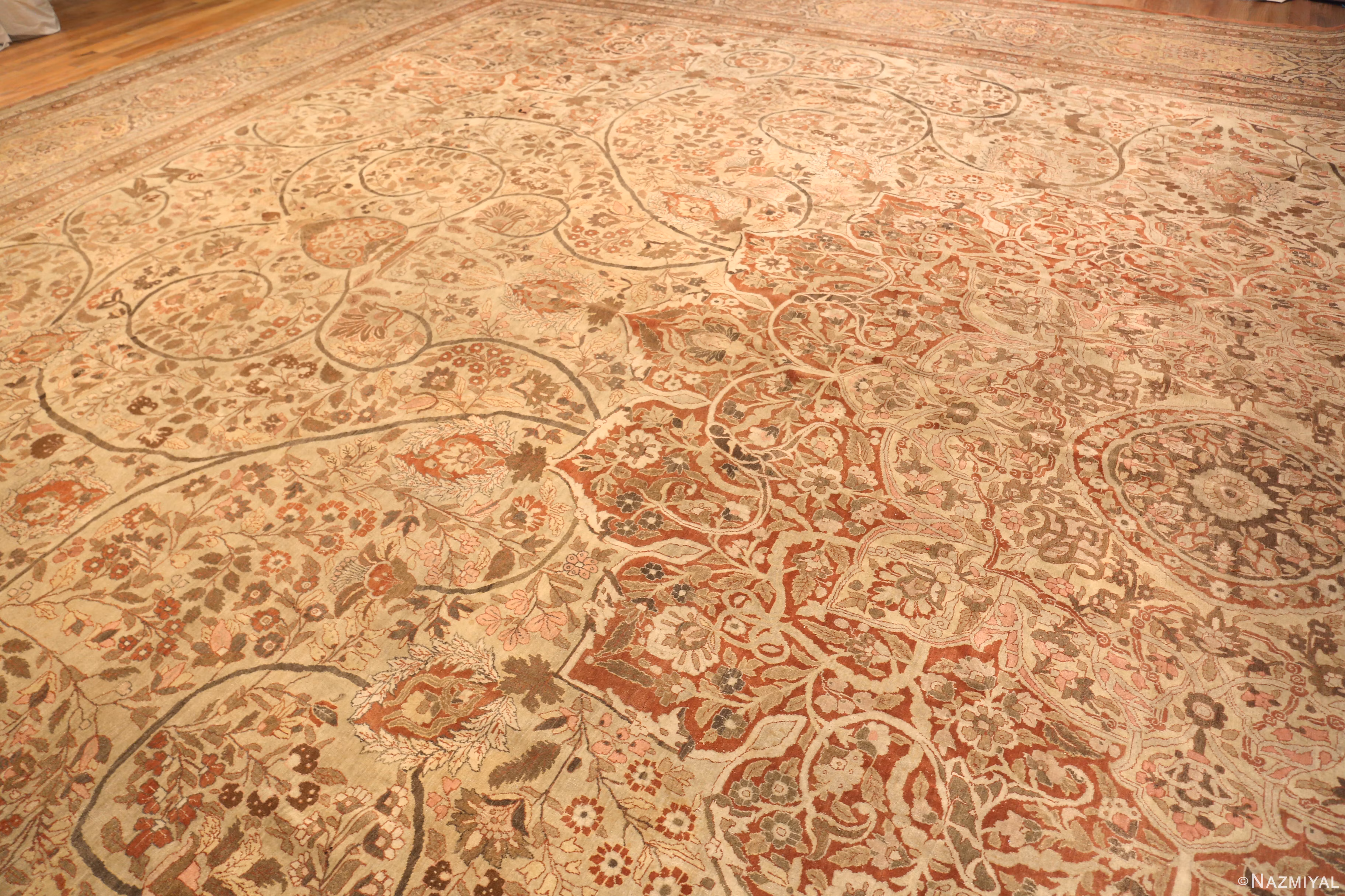 Full View of Oversized Antique Persian Tabriz Medallion Rug 74158 by Nazmiyal Collection