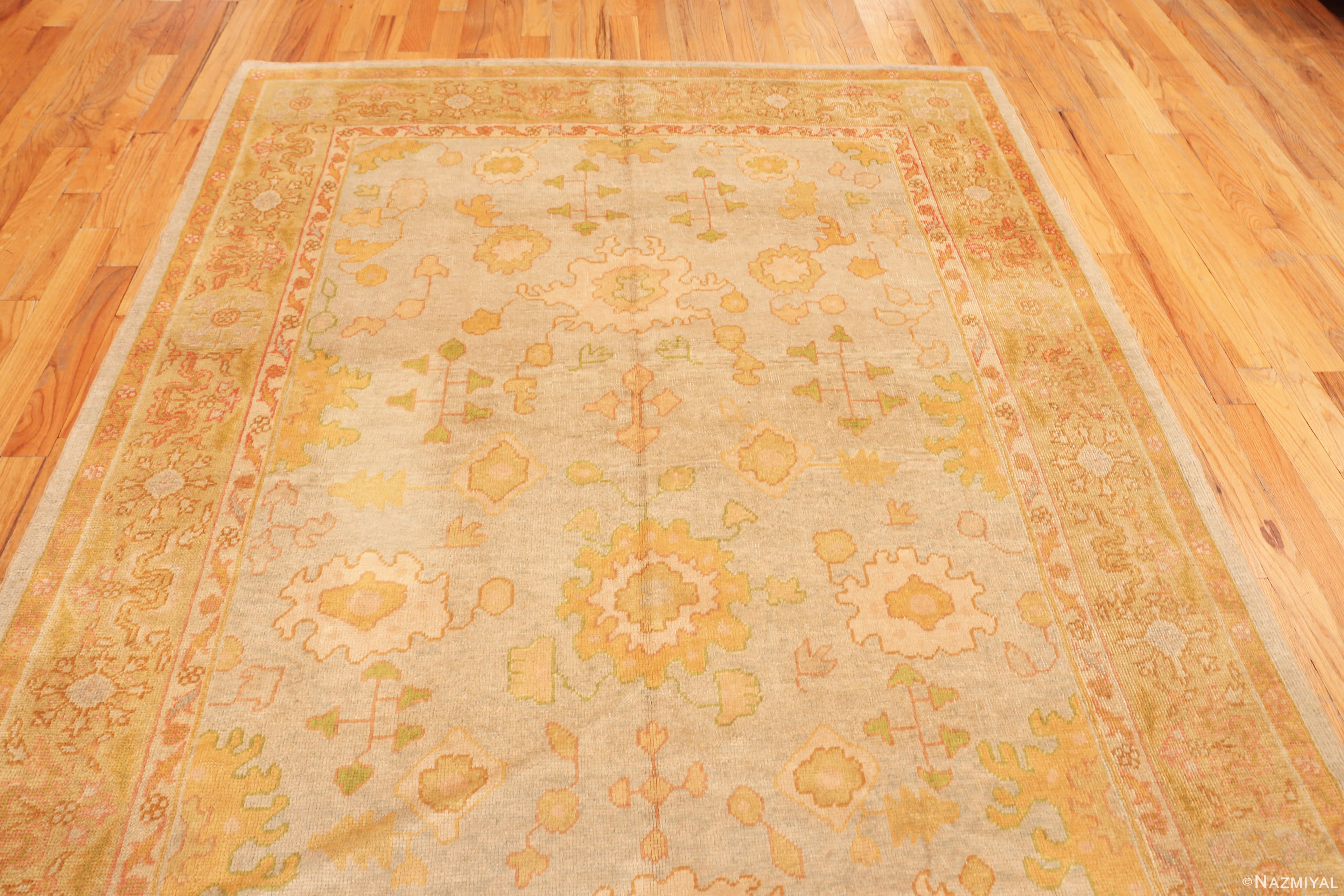 Top of Antique Turkish Oushak Rug 74503 by Nazmiyal Collection