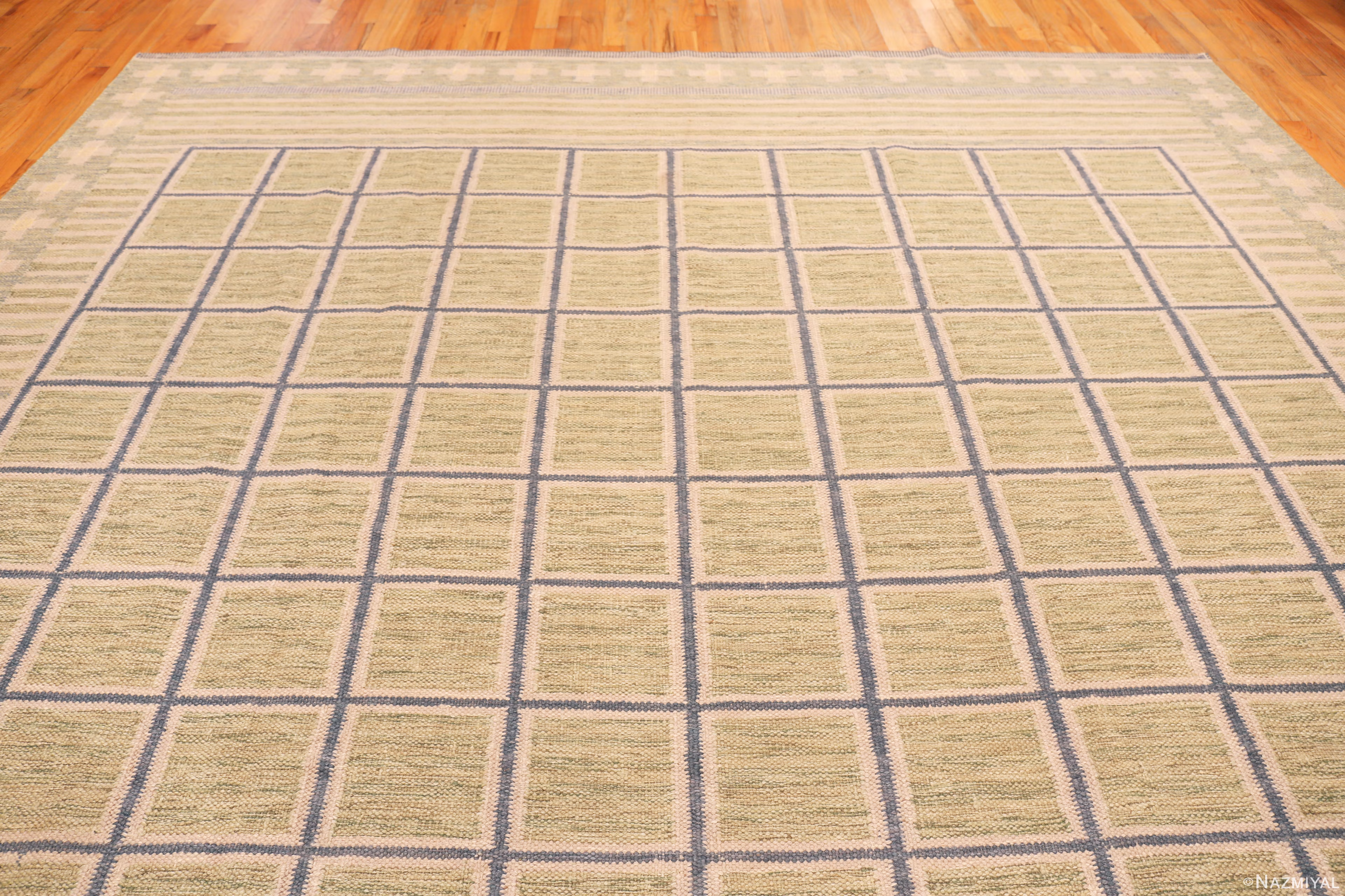 Top of Modern Swedish Style Kilim Rug 74395 by Nazmiyal Collection